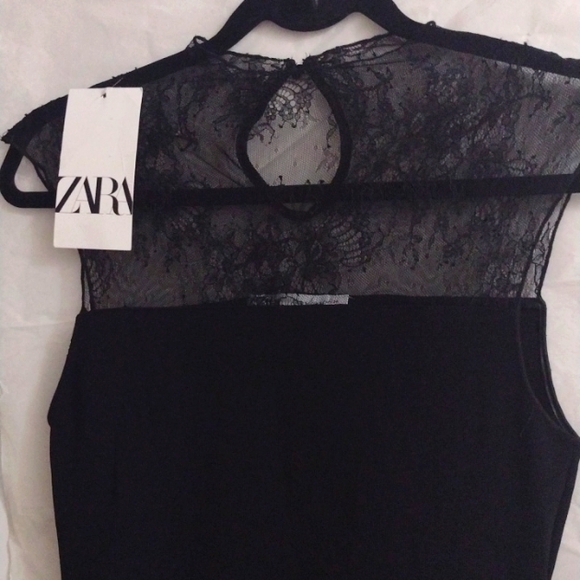 ZARA Sultry Silk Slip Lace Art Deco Flapper Dress NWT - Picture 8 of 13